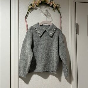 Copper Key Girls Super Soft Pearl Collared Sweater
